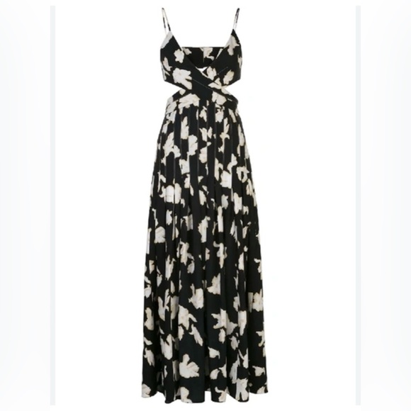 Proenza Schouler Womens Printed Designer Cut Out Maxi Formal Cocktail Sexy Dress - Picture 7 of 8
